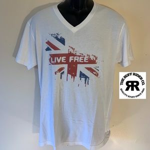 Ruff Rider Live Free V Neck T Shirt Large Cotton blend Gently worn